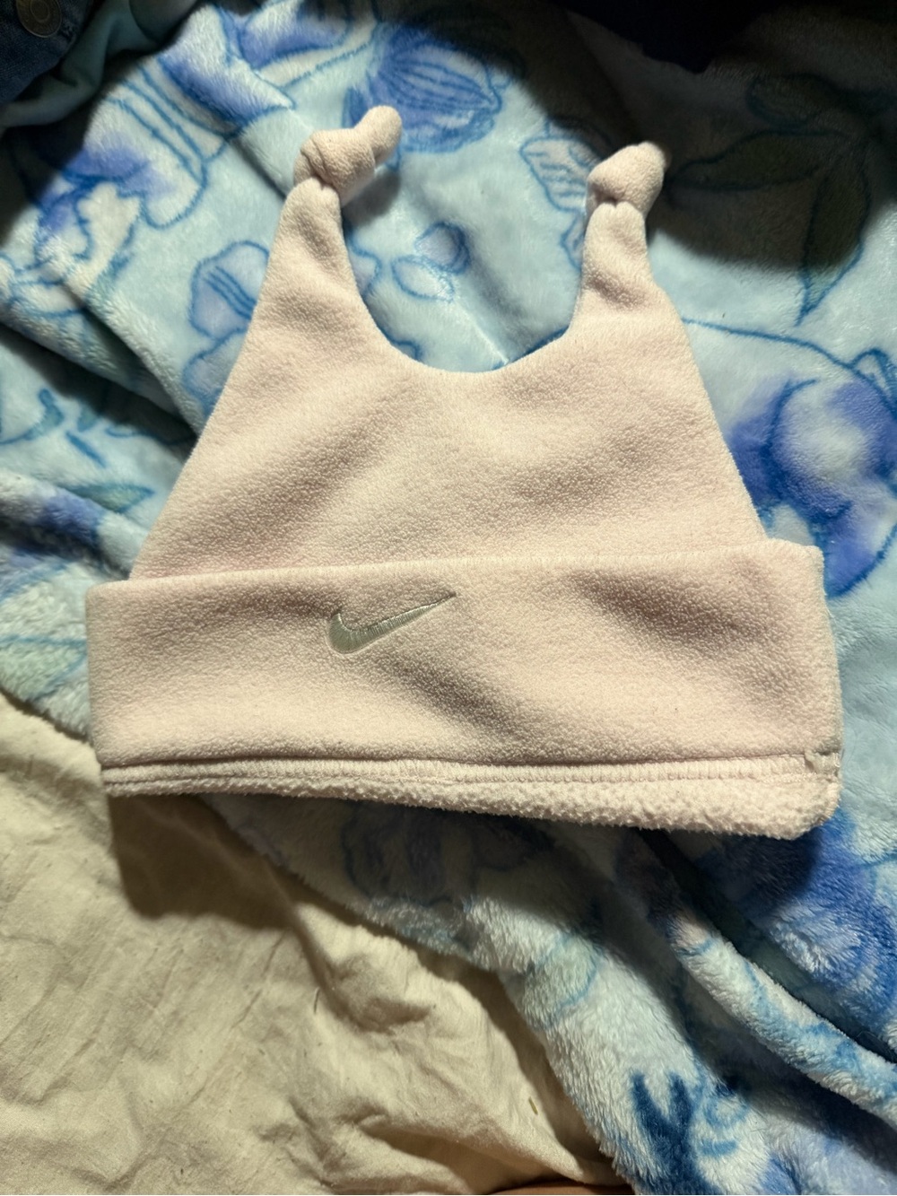 🌧️🐣Nike Kids Light Pink Fleece Knot Top Beanie
